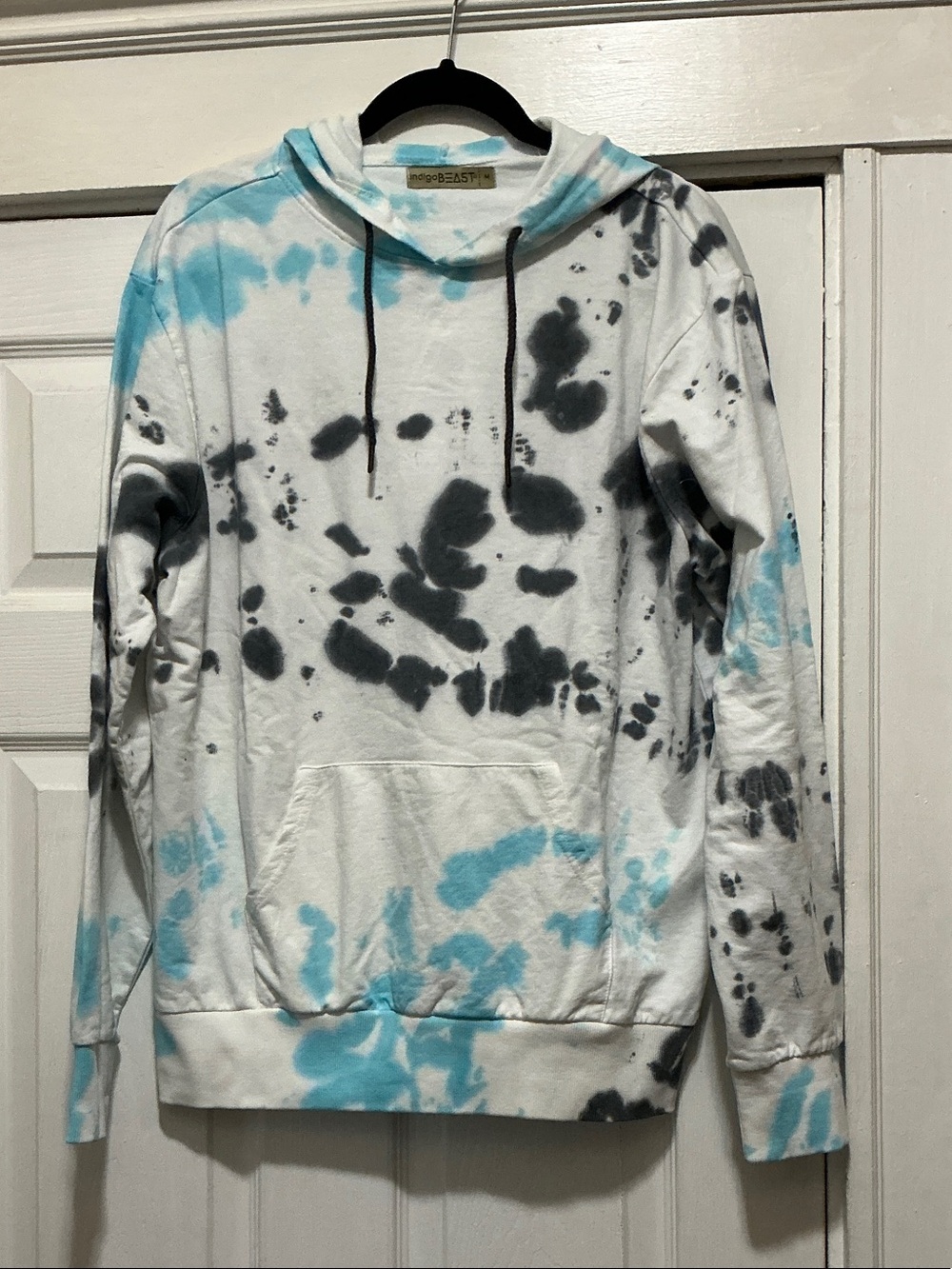 Indigo Men’s Zip-Up Tie-Dye Hoodie - White, Black & Light Blue